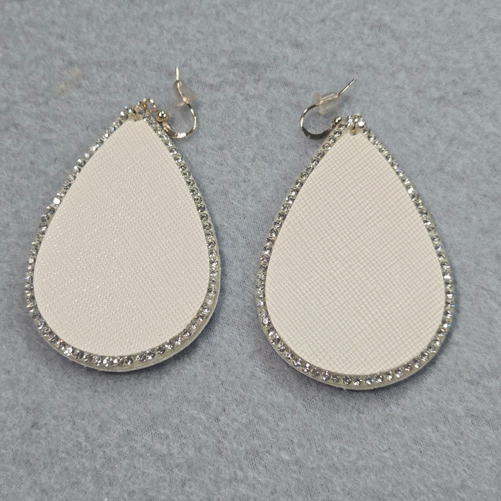 Plunder Drop Earrings Women OS Cream‎ Rhinestone Teardrop Gold Tone Dangle